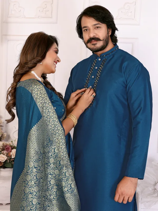 Couple_Combo_Men's_Kurta_&_Women_Saree_