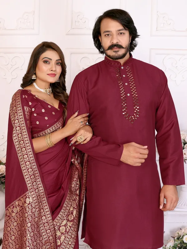 Couple_Combo_Men's_Kurta_&_Women_Saree_