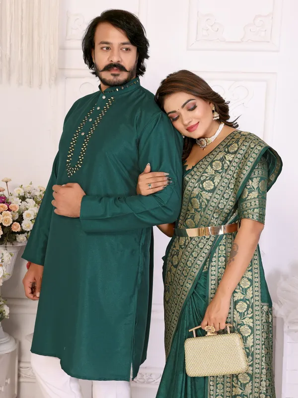 Couple_Combo_Men's_Kurta_&_Women_Saree_