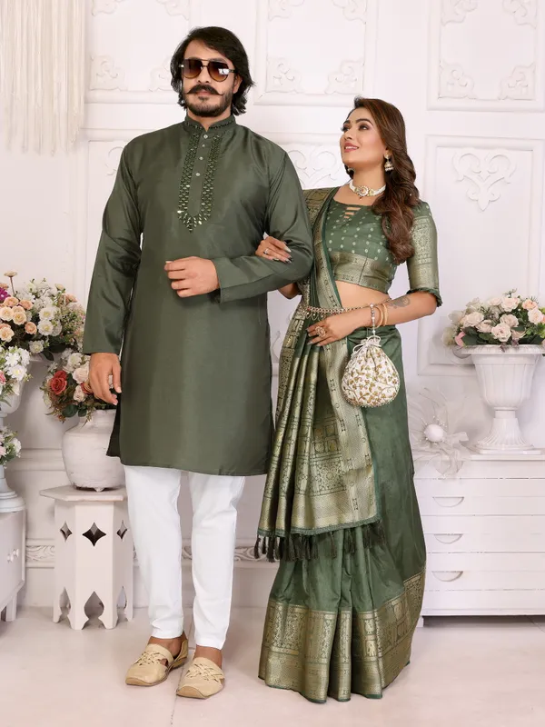 Couple_Combo_Men's_Kurta_&_Women_Saree_