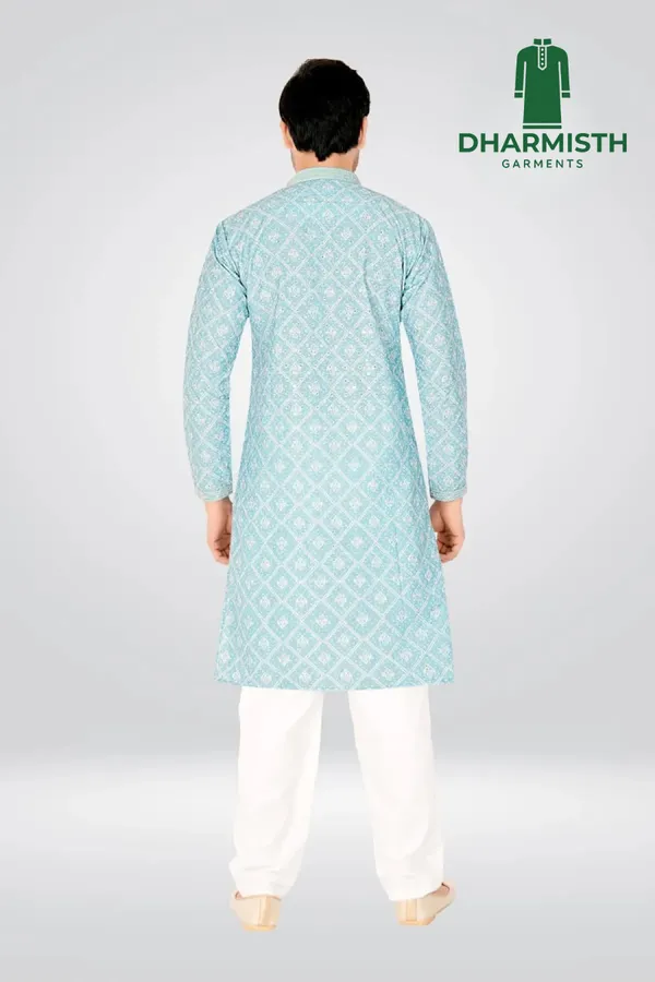 Light_Blue_Polyester_Printed_Kurta_For_Men
