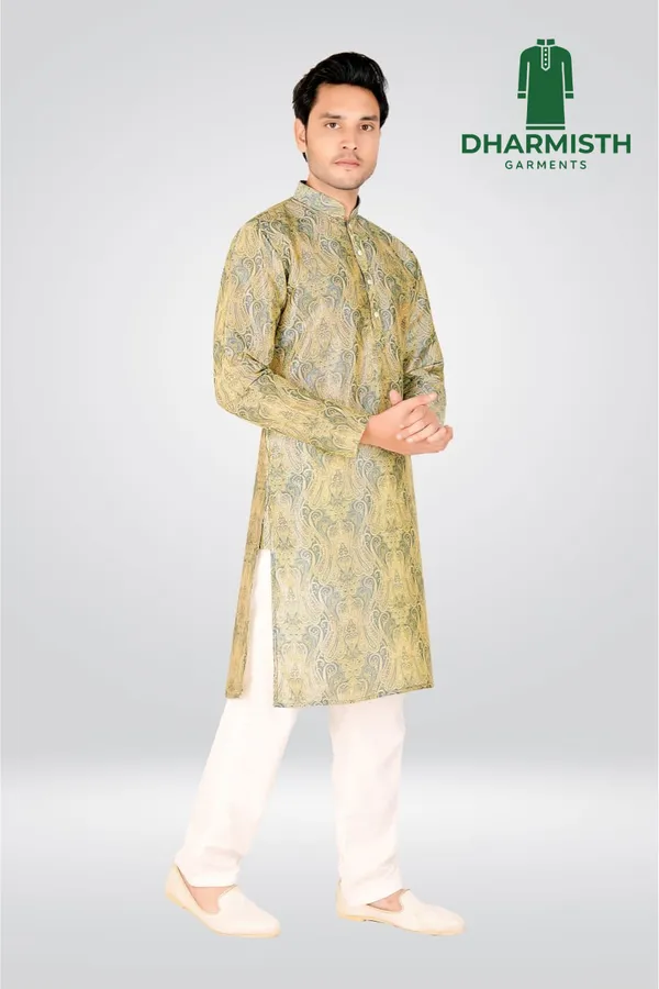 Light_Yellow_Polyester_Printed_Kurta_For_Men