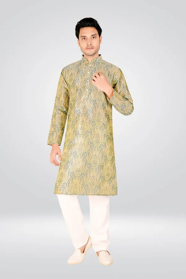 Light_Yellow_Polyester_Printed_Kurta_For_Men