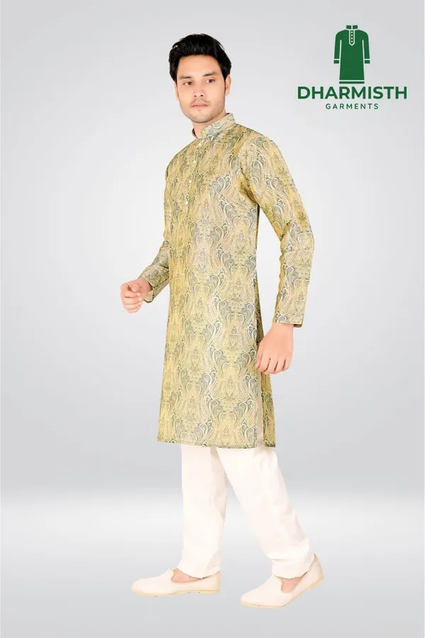Light_Yellow_Polyester_Printed_Kurta_For_Men