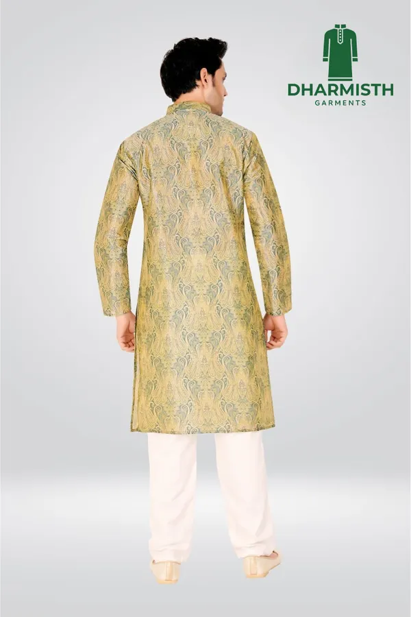 Light_Yellow_Polyester_Printed_Kurta_For_Men