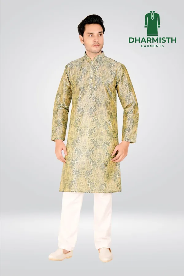 Light_Yellow_Polyester_Printed_Kurta_For_Men