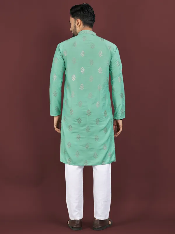 Light_Green_Polyester_Printed_Kurta_For_Men