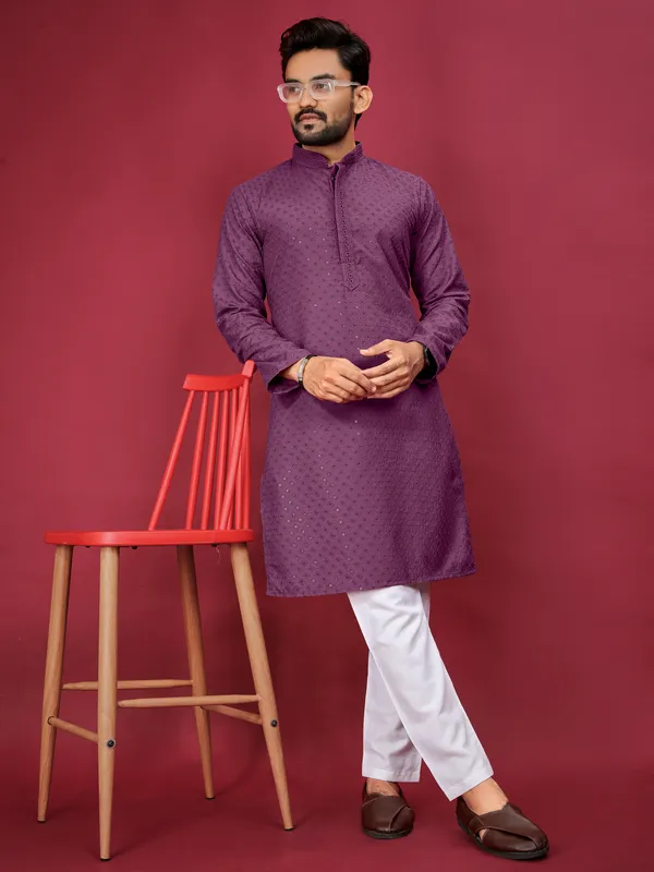 Purple_Polyester_Printed_Kurta_For_Men