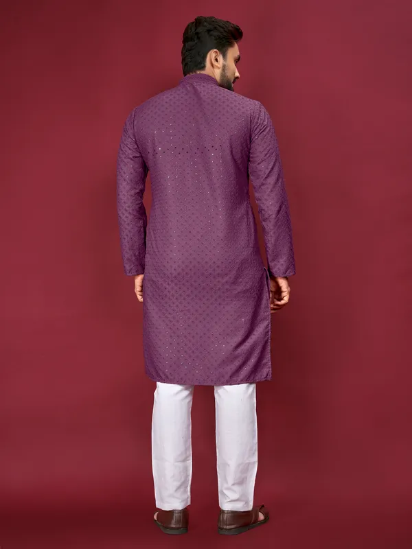 Purple_Polyester_Printed_Kurta_For_Men