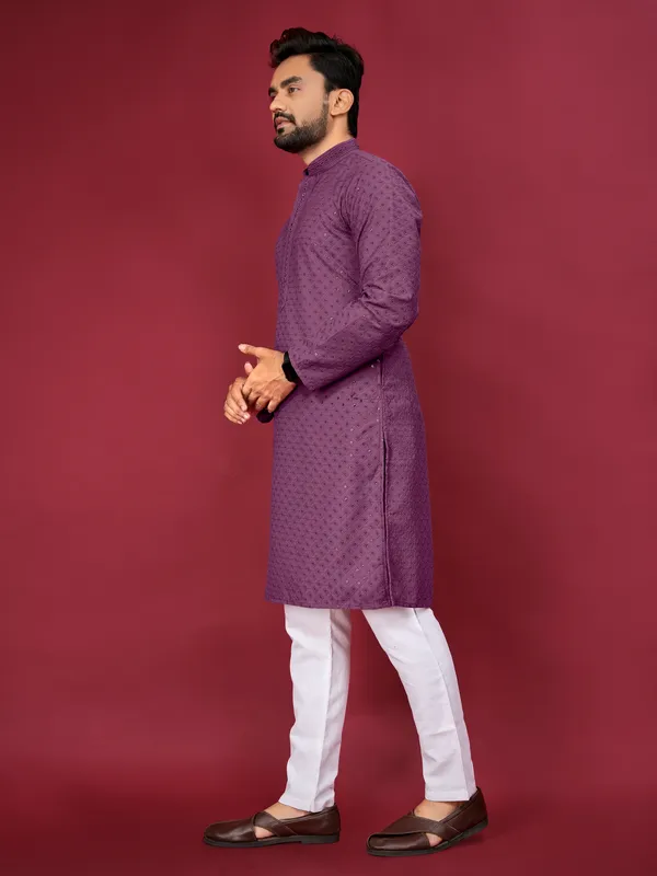 Purple_Polyester_Printed_Kurta_For_Men