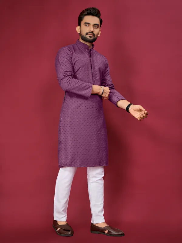 Purple_Polyester_Printed_Kurta_For_Men