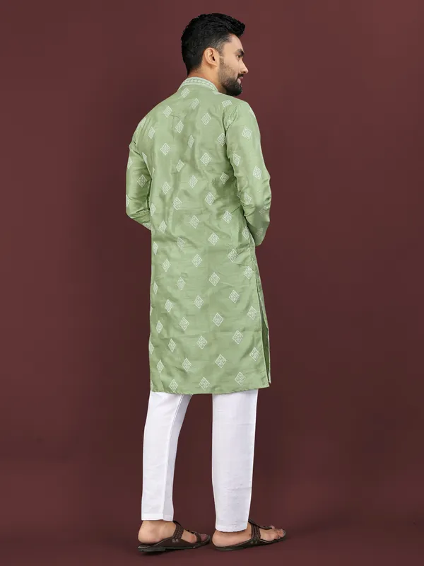 Light_Green_Polyester_Printed_Kurta_For_Men