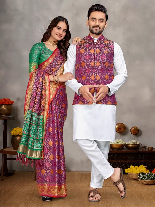 Men's_Kurta_+_Koti_&_Women_Saree