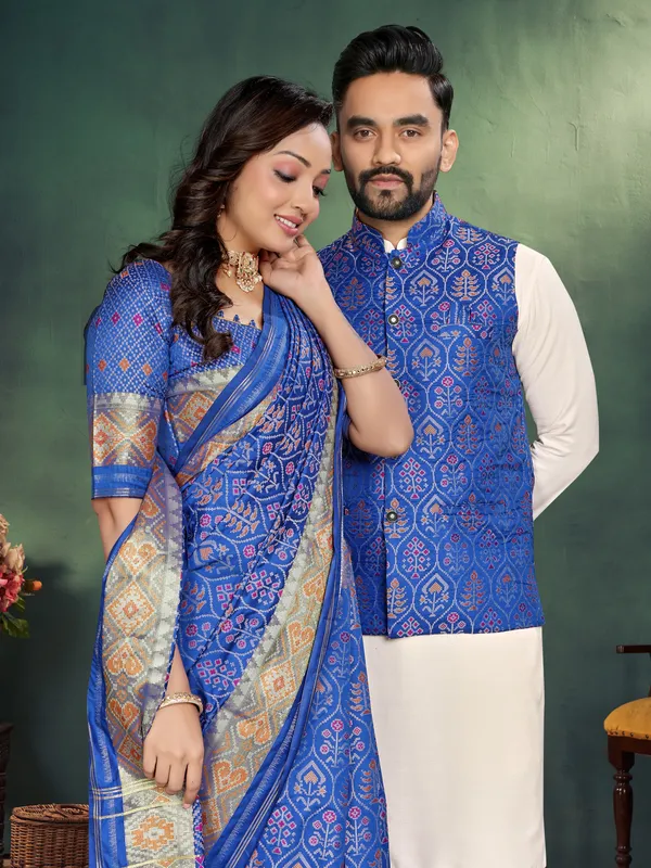 Men's_Kurta_+_Koti_&_Women_Saree_