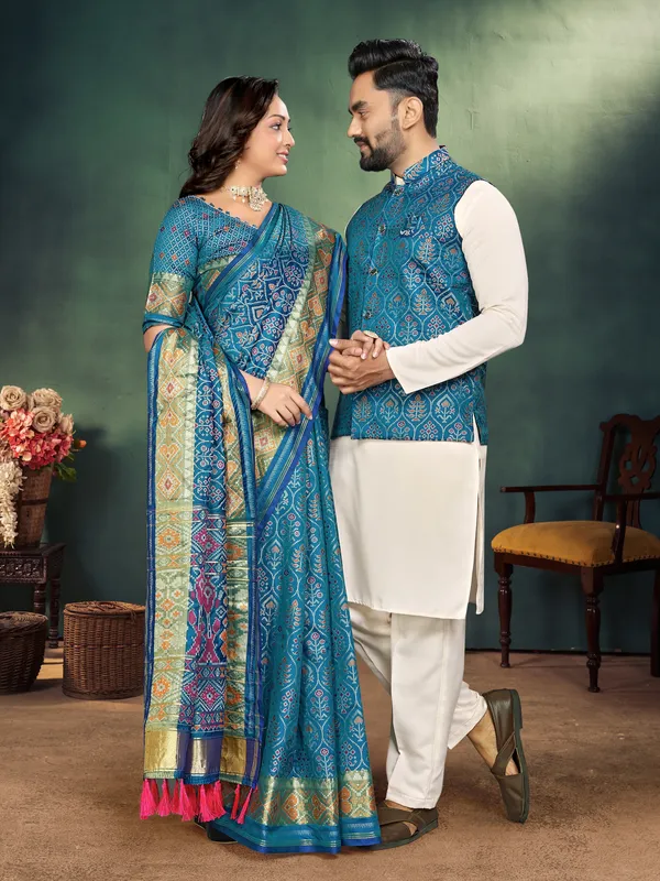 Men's_Kurta_+_Koti_&_Women_Saree_