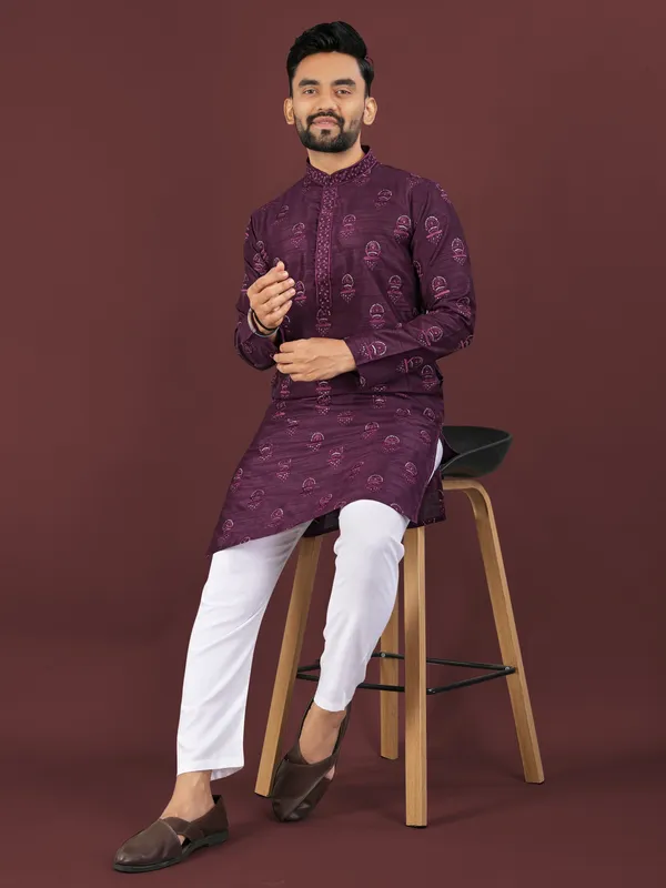 Purple_Polyester_Printed_Kurta_For_Men