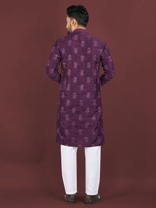 Purple_Polyester_Printed_Kurta_For_Men