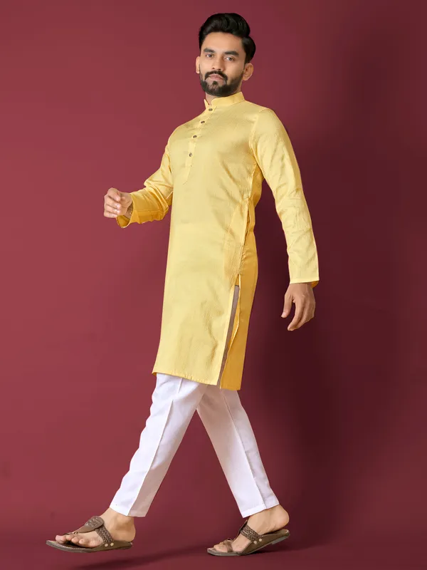 Yellow_Polyester_Printed_Kurta_For_Men