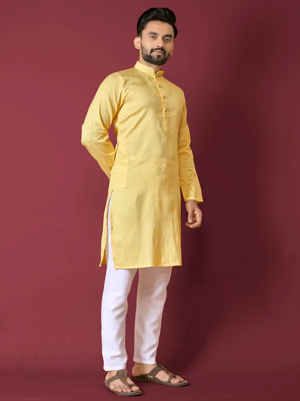 Yellow_Polyester_Printed_Kurta_For_Men