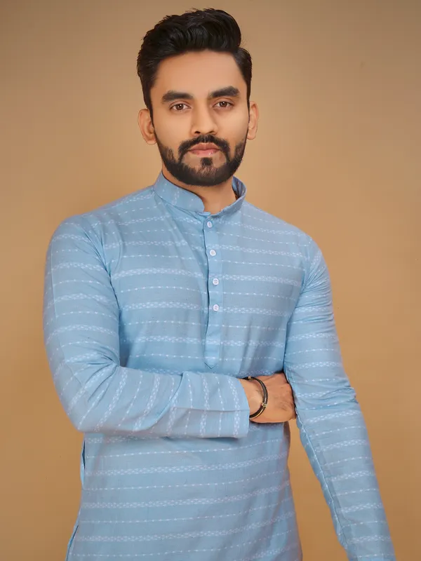 Blue_Polyester_Printed_Kurta_For_Men