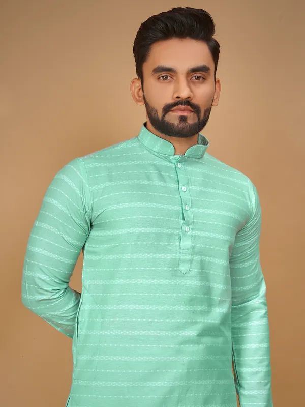 Light_Green_Polyester_Printed_Kurta_For_Men