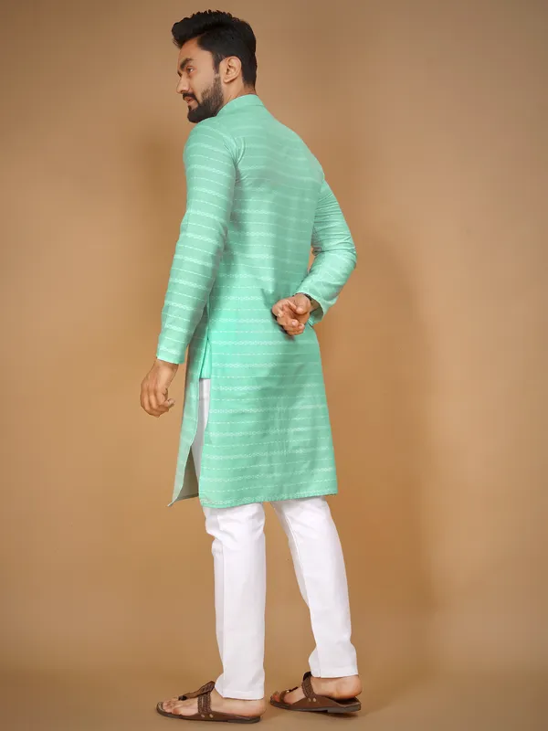 Light_Green_Polyester_Printed_Kurta_For_Men