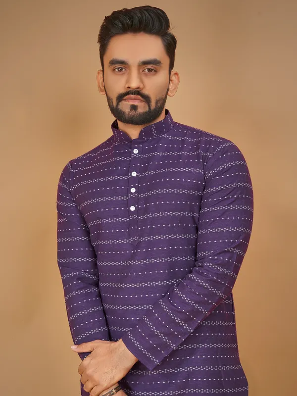 Purple_Polyester_Printed_Kurta_For_Men
