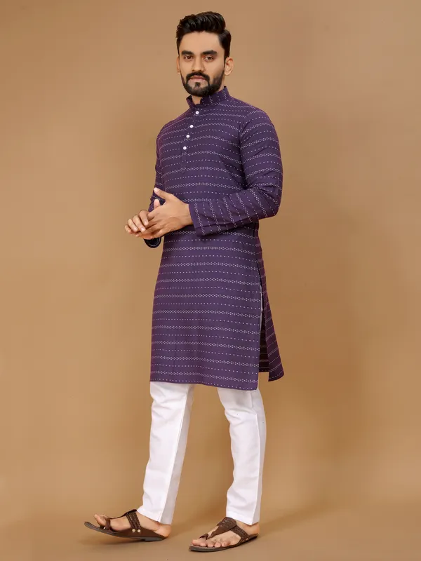 Purple_Polyester_Printed_Kurta_For_Men