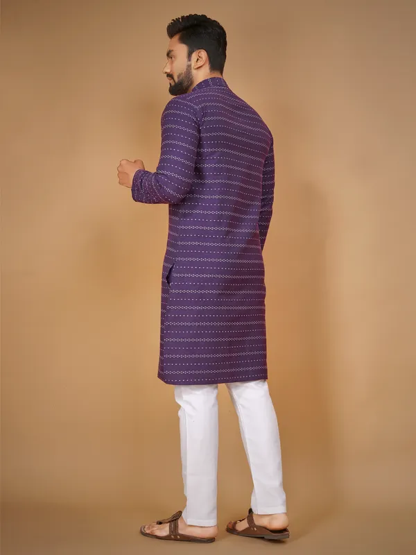 Purple_Polyester_Printed_Kurta_For_Men
