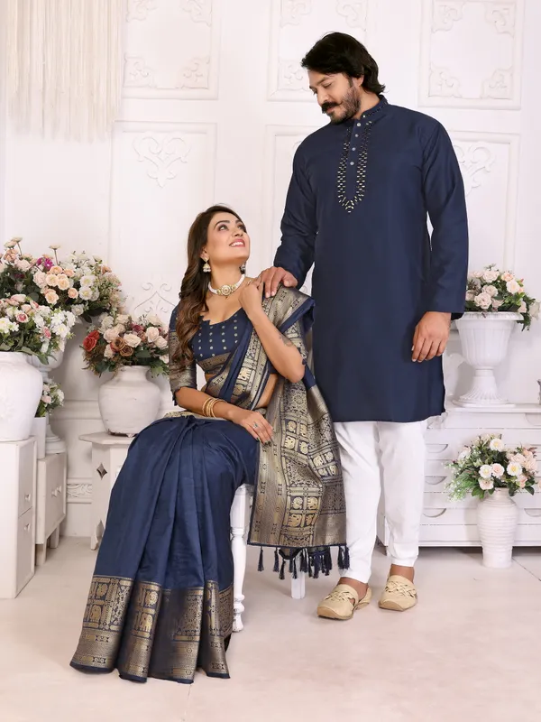 Couple_Combo_Men's_Kurta_&_Women_Saree_