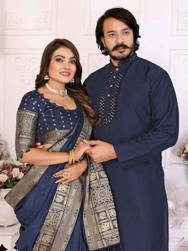 Couple_Combo_Men's_Kurta_&_Women_Saree_
