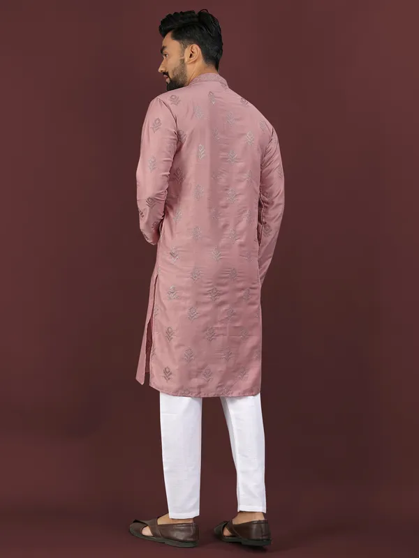 Pink_Polyester_Printed_Kurta_For_Men
