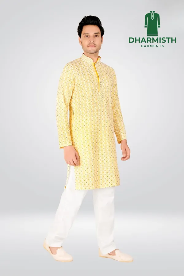 Yellow_Polyester_Printed_Kurta_For_Men