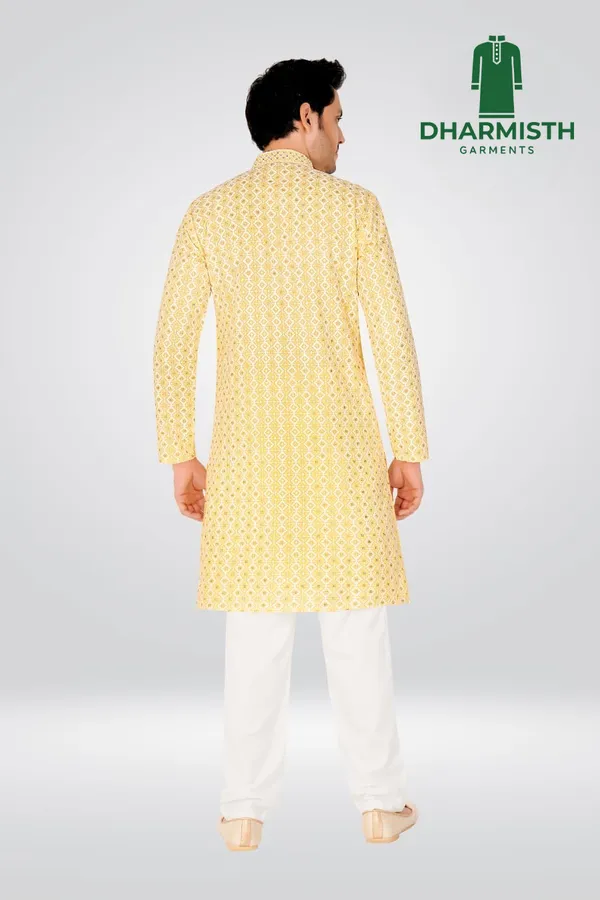 Yellow_Polyester_Printed_Kurta_For_Men
