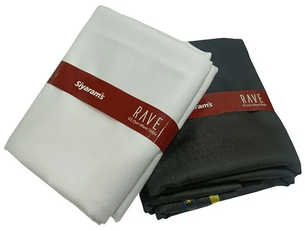 Off_White_And_Black_Cotton_Unstitched_Shirt_And_Trouser_Fabric_Set_For_Mens