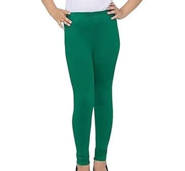 Bottle_Green_Cotton_Churidar_Leggings_For_Girls