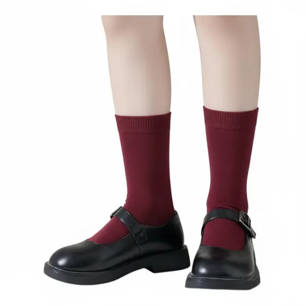Maroon_Cotton_School_Uniform_Socks_For_Kids