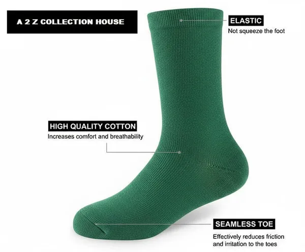 Bottle_Green_Cotton_School_Uniform_Socks_For_Kids