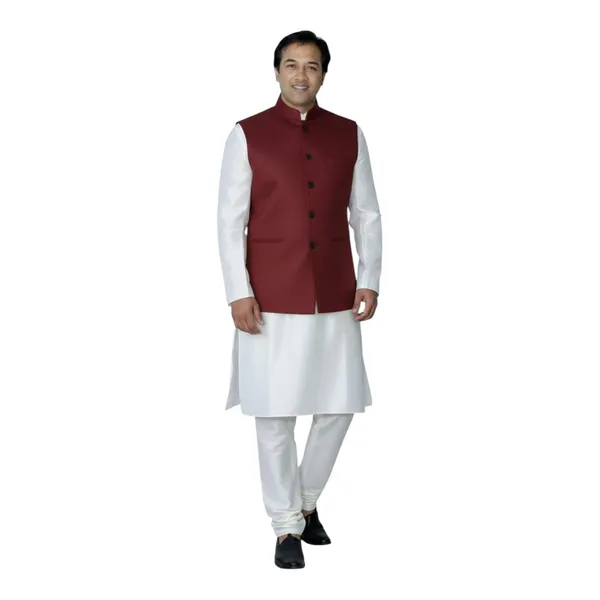 Maroon_Cotton_Nehru_Jacket_For_Mens