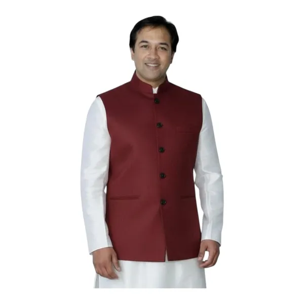 Maroon_Cotton_Nehru_Jacket_For_Mens