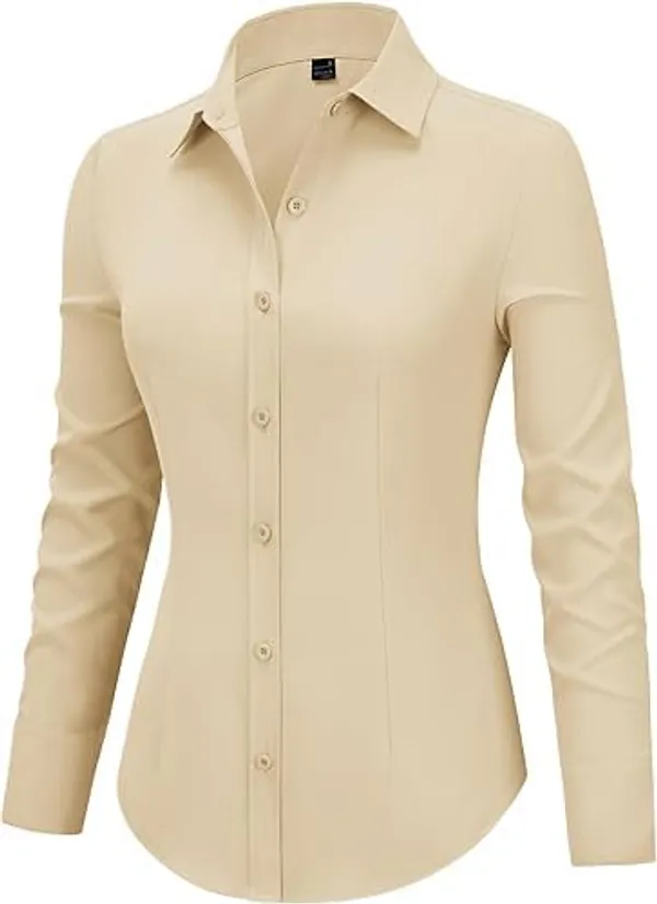 Cream_Yellow_Cotton_Button_Down_Shirt_For_Womens