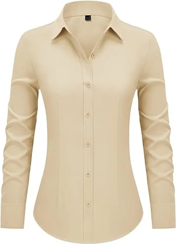 Cream_Yellow_Cotton_Button_Down_Shirt_For_Womens