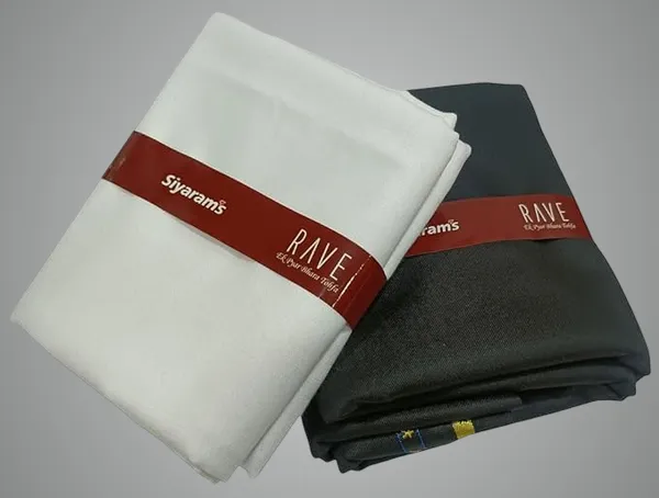 Off_White_And_Black_Cotton_Unstitched_Shirt_And_Trouser_Fabric_Set_For_Mens