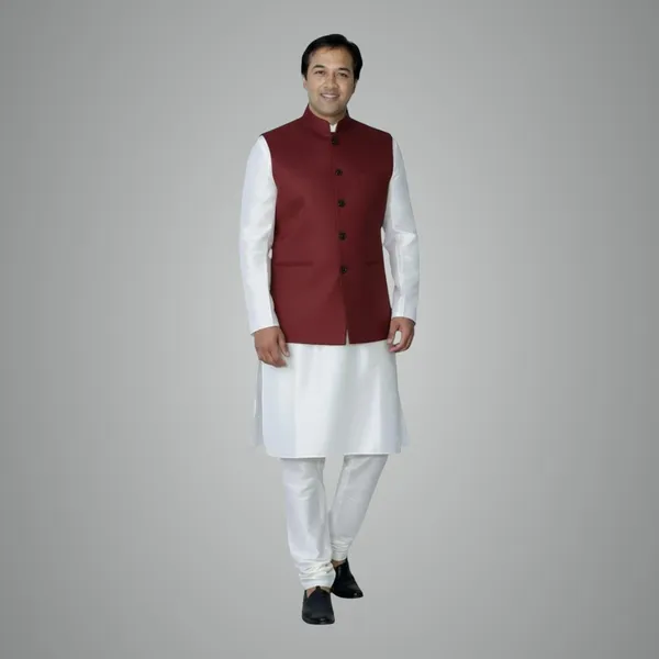 Maroon_Cotton_Nehru_Jacket_For_Mens