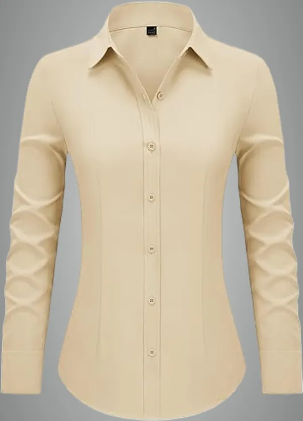 Cream_Yellow_Cotton_Button_Down_Shirt_For_Womens
