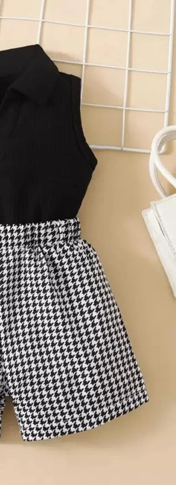Black_Houndstooth_Print_Co-Ords_Set_For_Girls