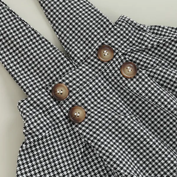 Black_Pure_Cotton_Ribbed_Top_With_Houndstooth_Suspender_Skirt_Set_For_Girls