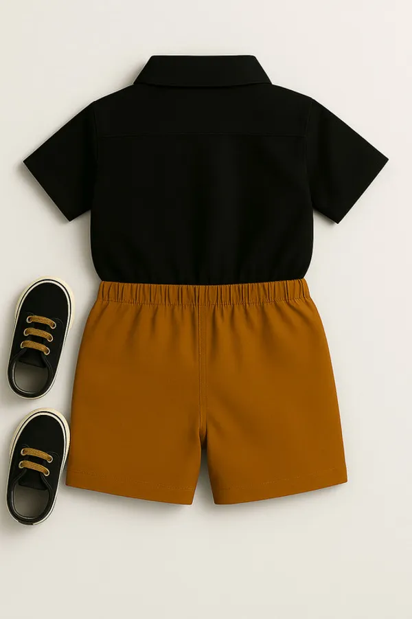Brown_Pure_Cotton_Exclusive_Clothing_Set_With_Bow_Tie_For_Boys