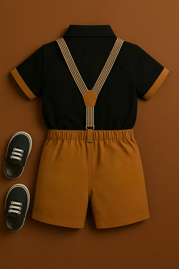 Brown_Pure_Cotton_Exclusive_Clothing_Set_With_Bow_Tie_&_Suspenders_For_Boys