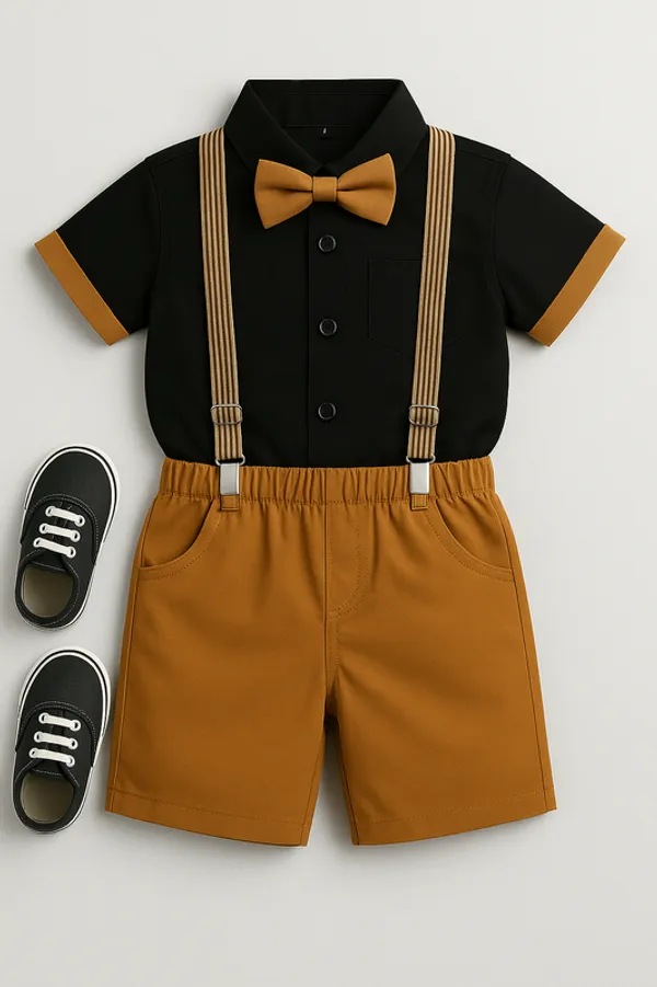 Brown_Pure_Cotton_Exclusive_Clothing_Set_With_Bow_Tie_&_Suspenders_For_Boys